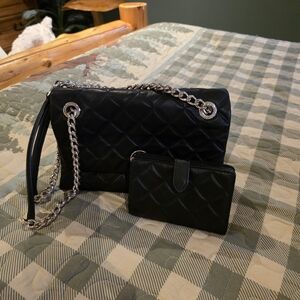 Kate Spade Black Quilted Shoulder Bag and Wallet